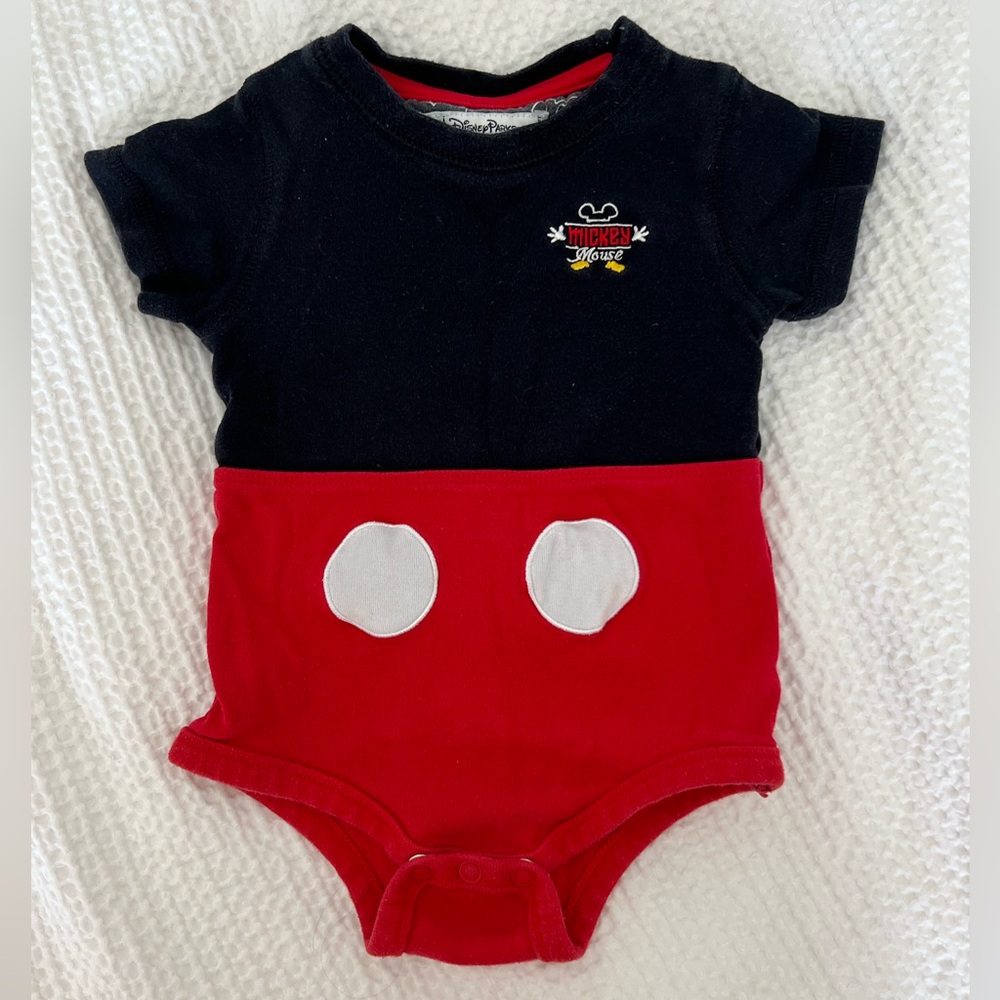 Vintage Disney Parks: Black & Red Mickey Mouse Onesie:
size 12 months - Picture 1 of 4